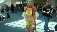 Woman blondes cleavage cosplay Rikku Jessica Nigri