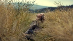 Woman blondes closed eyes girls in nature