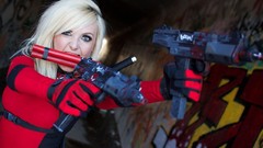 Woman blondes cosplay Deadpool Wade Wilson Jessica Nigri