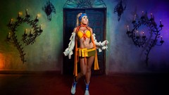 Woman blondes cosplay Rikku Final Fantasy X-2 Jessica Nigri