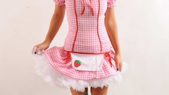 Woman blondes cosplay Simple Background striped legwear Jenna 