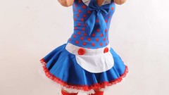 Woman blondes cosplay Simple Background striped legwear Jenna 