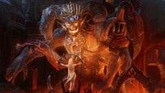 Woman blondes demons artwork fantasy art