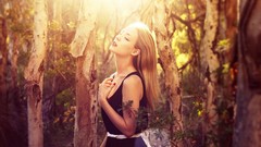 Woman blondes forests