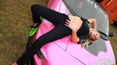 Woman blondes girls with cars