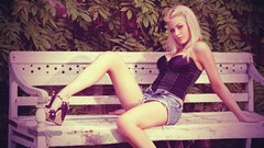 Woman blondes high heels pornstars Riley Steele jeans panties