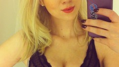 Woman blondes iphone lingerie blue eyes bra nail polish 