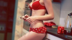 Woman blondes lingerie