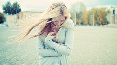 Woman blondes long hair