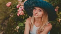 Woman blondes long hair