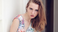 Woman blondes long hair blue eyes models