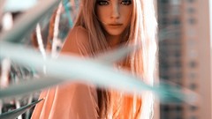 Woman blondes long hair blue eyes models Skye Stracke