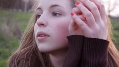 Woman blondes long hair blue eyes teen