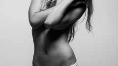 Woman blondes long hair models underwear panties Marina Pocmann