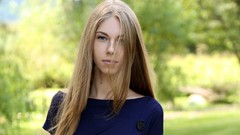 Woman blondes models blue dress abby pornstars W4B magazine 