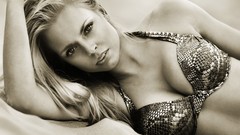 Woman blondes models bra boobs