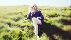 Woman blondes models girls in nature