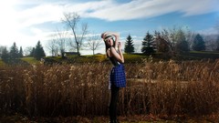 Woman blondes models girls in nature