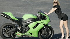Woman blondes models motorbikes
