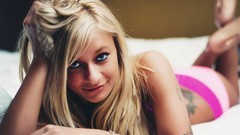 Woman blondes models panties