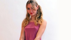 Woman blondes models pigtails ella nipples through clothing 