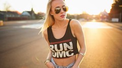 Woman blondes models run dmc