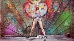 Woman blondes multicolor