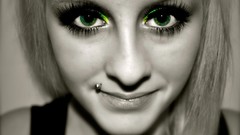 Woman blondes piercings