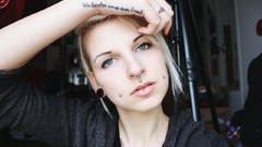 Woman blondes piercings