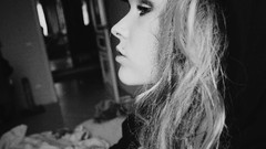 Woman blondes piercings grayscale