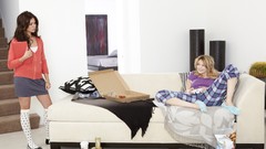 Woman blondes playing brunettes models