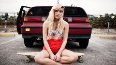 Woman blondes Skater Girl Honda CR-X