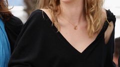 Woman blondes smiling black dress Louise Bourgoin