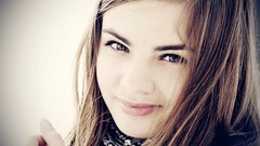 Woman blondes smiling brunettes