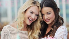 Woman blondes smiling brunettes models miranda kerr bra candice 