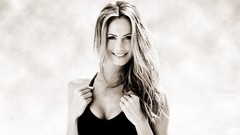 Woman blondes smiling grayscale