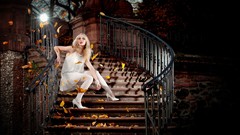 Woman blondes stairways