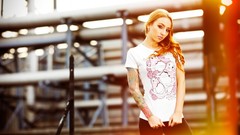 Woman blondes tattoos