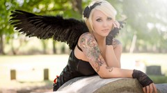 Woman blondes tattoos angels