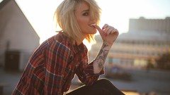 Woman blondes tattoos models alysha nett