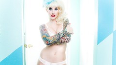 Woman blondes tattoos models pinups oldschool Sabina Kelley