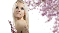 Woman blondes tattoos models portraits