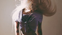 Woman blondes tattoos panties