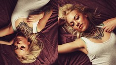 Woman blondes tattoos piercings models boobs Russians Teya Salat