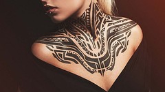 Woman blondes tattoos piercings Teya Salat