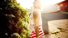 Woman blondes tattoos sunlight Taylor McCutchan