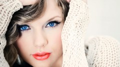 Woman blondes taylor swift blue eyes singers cardigan red 