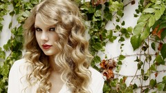 Woman blondes taylor swift singers red lipstick ivy curly hair 