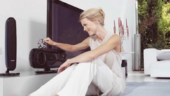 Woman blondes white dress