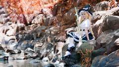 Woman blondes witches touhou kirisame marisa cosplay video games